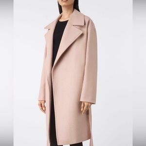 All Saints Indira Nesi Belted Coat Wool Dusty Pink